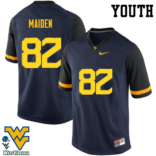 Youth #82 Dominique Maiden West Virginia Mountaineers College Football Jerseys-Navy - Click Image to Close